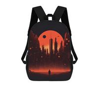 sinyumoney Children's Backpack 3D Printed Dystopian Cityscape -3 Schoolbag Student Daypack Fashion Casual Lightweight School Bags for School College Travel 17inch