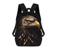 sinyumoney Children's Backpack 3D Printed Eagle Gold Black Animals Schoolbag Student Daypack Fashion Casual Lightweight School Bags for School College Travel 17inch
