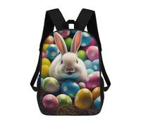 sinyumoney Children's Backpack 3D Printed Easter Bunny with Eggs-3 Schoolbag Student Daypack Fashion Casual Lightweight School Bags for School College Travel 17inch