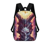 sinyumoney Children's Backpack, 3D Printed Electricity-Infused Helmet Artwork Backpack, Backpack for Boys Girls, 17 Inch Adjustable Lightweight School Bag for Primary School 17inch