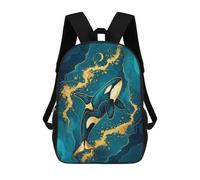 sinyumoney Children's Backpack 3D Printed Elegant Orca Whale Art Schoolbag Student Daypack Fashion Casual Lightweight School Bags for School College Travel 17inch