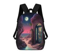 sinyumoney Children's Backpack 3D Printed Enchanted Beach Entrance Schoolbag Student Daypack Fashion Casual Lightweight School Bags for School College Travel 17inch