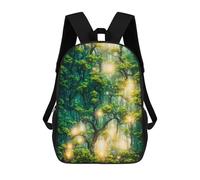 sinyumoney Children's Backpack, 3D Printed Enchanted Forest Glow-7 Backpack, Backpack for Boys Girls, 17 Inch Adjustable Lightweight School Bag for Primary School 17inch