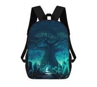 sinyumoney Children's Backpack, 3D Printed Enchanted Forest Glowing Tree Backpack, Backpack for Boys Girls, 17 Inch Adjustable Lightweight School Bag for Primary School 17inch