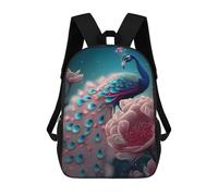 sinyumoney Children's Backpack, 3D Printed Enchanted Peacock Garden Backpack, Backpack for Boys Girls, 17 Inch Adjustable Lightweight School Bag for Primary School 17inch