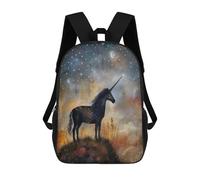 sinyumoney Children's Backpack 3D Printed Enchanted Unicorn Schoolbag Student Daypack Fashion Casual Lightweight School Bags for School College Travel 17inch