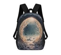 sinyumoney Children's Backpack, 3D Printed Enchanted Winter Portal Backpack, Backpack for Boys Girls, 17 Inch Adjustable Lightweight School Bag for Primary School 17inch