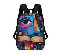 sinyumoney Children's Backpack 3D Printed Expressionist Geometry Knowledge - Vibrant Schoolbag Student Daypack Fashion Casual Lightweight School Bags for School College Travel 17inch