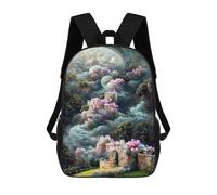 sinyumoney Children's Backpack, 3D Printed Fantasy Cloud Cityscape Backpack, Backpack for Boys Girls, 17 Inch Adjustable Lightweight School Bag for Primary School 17inch