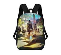 sinyumoney Children's Backpack, 3D Printed Fantasy Desert Journey Backpack, Backpack for Boys Girls, 17 Inch Adjustable Lightweight School Bag for Primary School 17inch