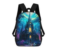 sinyumoney Children's Backpack 3D Printed Fantasy European Castle Schoolbag Student Daypack Fashion Casual Lightweight School Bags for School College Travel 17inch