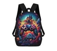 sinyumoney Children's Backpack, 3D Printed Fantasy Game Controller Artwork -8 Backpack, Backpack for Boys Girls, 17 Inch Adjustable Lightweight School Bag for Primary School 17inch