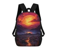 sinyumoney Children's Backpack, 3D Printed Fantasy Sunset Cityscape Backpack, Backpack for Boys Girls, 17 Inch Adjustable Lightweight School Bag for Primary School 17inch