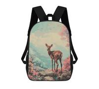 sinyumoney Children's Backpack 3D Printed Fawn in A Dreamy Landscape Schoolbag Student Daypack Fashion Casual Lightweight School Bags for School College Travel 17inch
