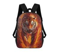 sinyumoney Children's Backpack 3D Printed Fiery Tiger Painting Schoolbag Student Daypack Fashion Casual Lightweight School Bags for School College Travel 17inch