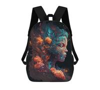 sinyumoney Children's Backpack, 3D Printed Flame And Coral Fusion Backpack, Backpack for Boys Girls, 17 Inch Adjustable Lightweight School Bag for Primary School 17inch