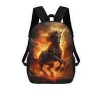 sinyumoney Children's Backpack, 3D Printed Flaming Horse of Legend Backpack, Backpack for Boys Girls, 17 Inch Adjustable Lightweight School Bag for Primary School 17inch