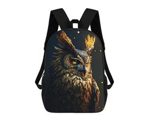 sinyumoney Children's Backpack, 3D Printed Flaming Owl Majesty Backpack, Backpack for Boys Girls, 17 Inch Adjustable Lightweight School Bag for Primary School 17inch