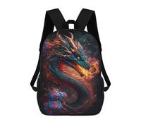 sinyumoney Children's Backpack, 3D Printed Flaming Serpent Fantasy Art Backpack, Backpack for Boys Girls, 17 Inch Adjustable Lightweight School Bag for Primary School 17inch