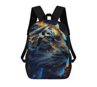 sinyumoney Children's Backpack, 3D Printed Flaming Tiger Portrait -14 Backpack, Backpack for Boys Girls, 17 Inch Adjustable Lightweight School Bag for Primary School 17inch