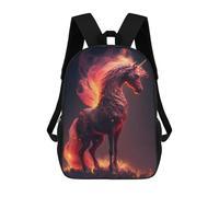 sinyumoney Children's Backpack 3D Printed Flaming Unicorn Majesty Schoolbag Student Daypack Fashion Casual Lightweight School Bags for School College Travel 17inch