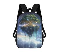 sinyumoney Children's Backpack 3D Printed Floating Tree Island Schoolbag Student Daypack Fashion Casual Lightweight School Bags for School College Travel 17inch