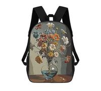 sinyumoney Children's Backpack 3D Printed Floral Decoration Schoolbag Student Daypack Fashion Casual Lightweight School Bags for School College Travel 17inch