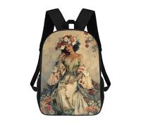 sinyumoney Children's Backpack 3D Printed Floral Fantasy Portrait Schoolbag Student Daypack Fashion Casual Lightweight School Bags for School College Travel 17inch