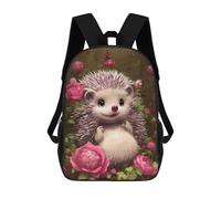 sinyumoney Children's Backpack, 3D Printed Floral Hedgehog Delight Backpack, Backpack for Boys Girls, 17 Inch Adjustable Lightweight School Bag for Primary School 17inch