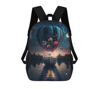 sinyumoney Children's Backpack 3D Printed Floral Hot Air Balloon Serenity Schoolbag Student Daypack Fashion Casual Lightweight School Bags for School College Travel 17inch