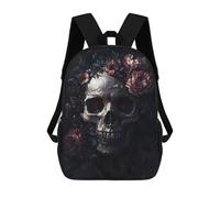 sinyumoney Children's Backpack 3D Printed Floral Skull Serenity Schoolbag Student Daypack Fashion Casual Lightweight School Bags for School College Travel 17inch