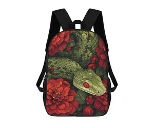 sinyumoney Children's Backpack 3D Printed Floral Snake Serpent Schoolbag Student Daypack Fashion Casual Lightweight School Bags for School College Travel 17inch
