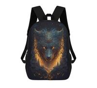 sinyumoney Children's Backpack 3D Printed Forest Spirit Wolf Schoolbag Student Daypack Fashion Casual Lightweight School Bags for School College Travel 17inch