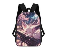 sinyumoney Children's Backpack 3D Printed Fox in Cherry Blossom Night Schoolbag Student Daypack Fashion Casual Lightweight School Bags for School College Travel 17inch