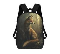 sinyumoney Children's Backpack, 3D Printed Fox in The Forest Backpack, Backpack for Boys Girls, 17 Inch Adjustable Lightweight School Bag for Primary School 17inch