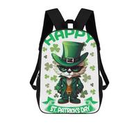 sinyumoney Children's Backpack 3D Printed FOX Saint Patricks Schoolbag Student Daypack Fashion Casual Lightweight School Bags for School College Travel 17inch