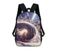 sinyumoney Children's Backpack, 3D Printed Fractal Portal to Another Dimension Backpack, Backpack for Boys Girls, 17 Inch Adjustable Lightweight School Bag for Primary School 17inch