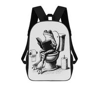 sinyumoney Children's Backpack 3D Printed Frog Reading Book on Toilet Funny Bathroom Art Schoolbag Student Daypack Fashion Casual Lightweight School Bags for School College Travel 17inch
