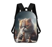 sinyumoney Children's Backpack 3D Printed Funny Cat Playing Chess Schoolbag Student Daypack Fashion Casual Lightweight School Bags for School College Travel 17inch