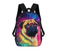 sinyumoney Children's Backpack 3D Printed Funny Synth Pug Pixel Schoolbag Student Daypack Fashion Casual Lightweight School Bags for School College Travel 17inch