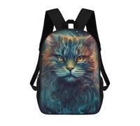 sinyumoney Children's Backpack, 3D Printed Galactic Feline Majesty -4 Backpack, Backpack for Boys Girls, 17 Inch Adjustable Lightweight School Bag for Primary School 17inch
