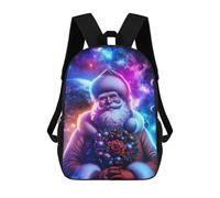 sinyumoney Children's Backpack, 3D Printed Galactic Santa's Magic Wreath Backpack, Backpack for Boys Girls, 17 Inch Adjustable Lightweight School Bag for Primary School 17inch