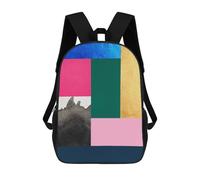 sinyumoney Children's Backpack 3D Printed Geometric Collage 15 Schoolbag Student Daypack Fashion Casual Lightweight School Bags for School College Travel 17inch