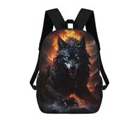 sinyumoney Children's Backpack 3D Printed Giant Wolf Red Eye Schoolbag Student Daypack Fashion Casual Lightweight School Bags for School College Travel 17inch