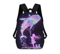 sinyumoney Children's Backpack 3D Printed Girl And Whale Dream Schoolbag Student Daypack Fashion Casual Lightweight School Bags for School College Travel 17inch