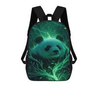 sinyumoney Children's Backpack, 3D Printed Glowing Panda Artwork Backpack, Backpack for Boys Girls, 17 Inch Adjustable Lightweight School Bag for Primary School 17inch