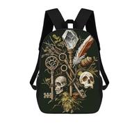 sinyumoney Children's Backpack 3D Printed Goblincore Mystical Keys And Skulls Schoolbag Student Daypack Fashion Casual Lightweight School Bags for School College Travel 17inch
