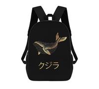 sinyumoney Children's Backpack 3D Printed Gold Whale Japanese 9 Schoolbag Student Daypack Fashion Casual Lightweight School Bags for School College Travel 17inch