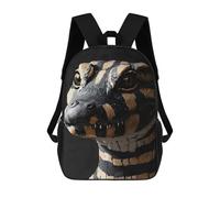 sinyumoney Children's Backpack 3D Printed Golden Alligator Portrait Schoolbag Student Daypack Fashion Casual Lightweight School Bags for School College Travel 17inch