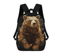 sinyumoney Children's Backpack, 3D Printed Golden Bear in Space Backpack, Backpack for Boys Girls, 17 Inch Adjustable Lightweight School Bag for Primary School 17inch